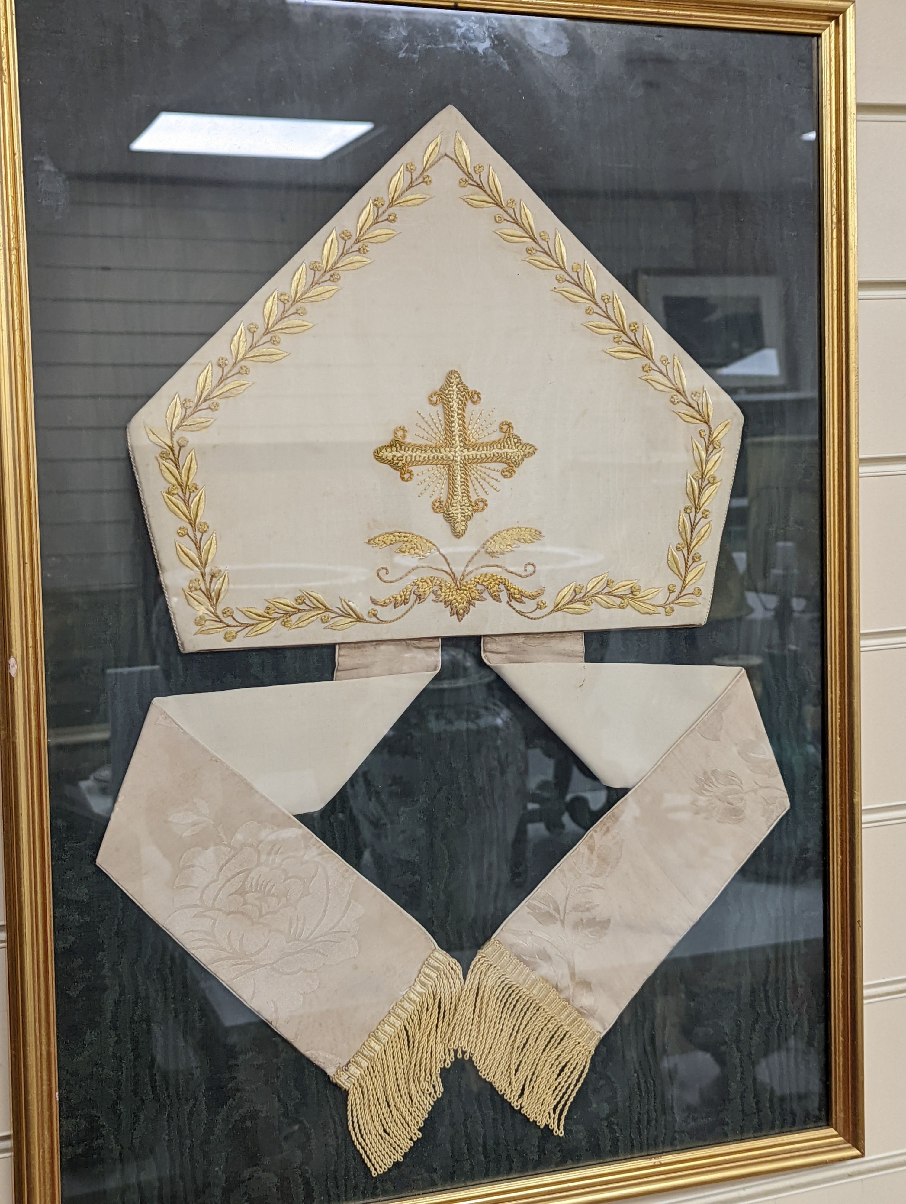 A framed bishop's mitre